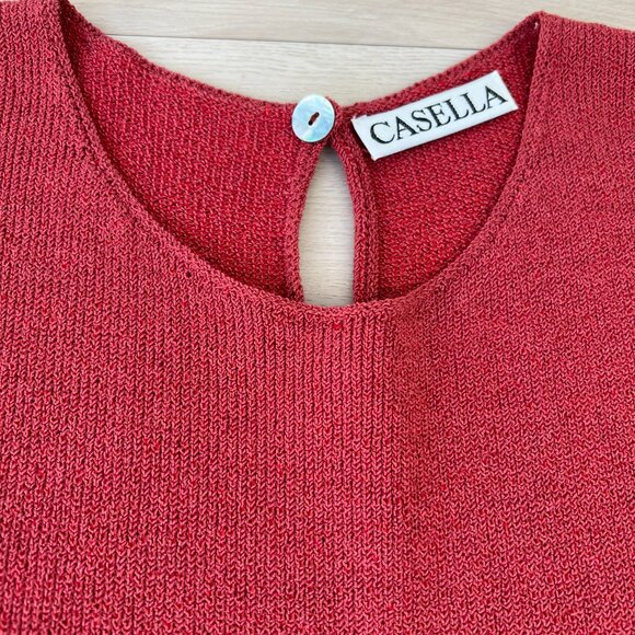 CASELLA Rust Stretch Knit Wool/Rayon Sleeveless Tank Top XL / Modern Minimalist - Picture 3 of 13